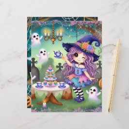 Lámina Cuto Whimsical Witch Halloween Tea Fiesta Scrapboo