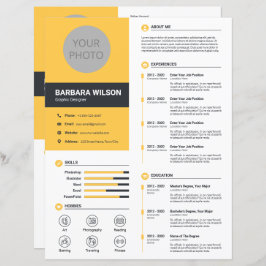 Lámina CV moderno, currículum + letra (plantilla)