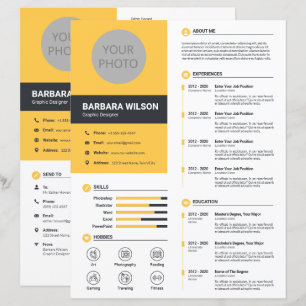 Lámina CV moderno, currículum + letra (plantilla)