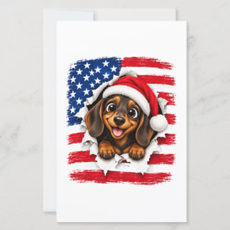 Lámina Dachshund de Navidad americano