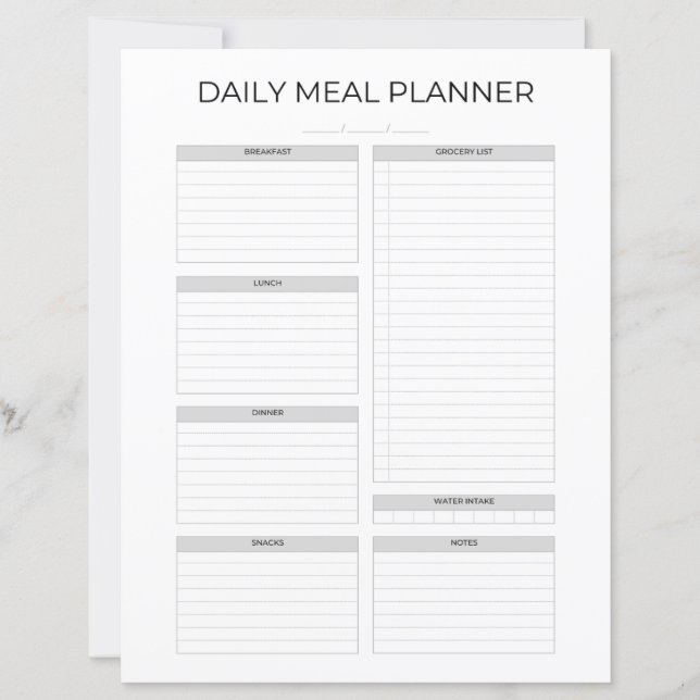 Lámina Daily Meal Planner | Simple Minimalistic Kitchen (Anverso)