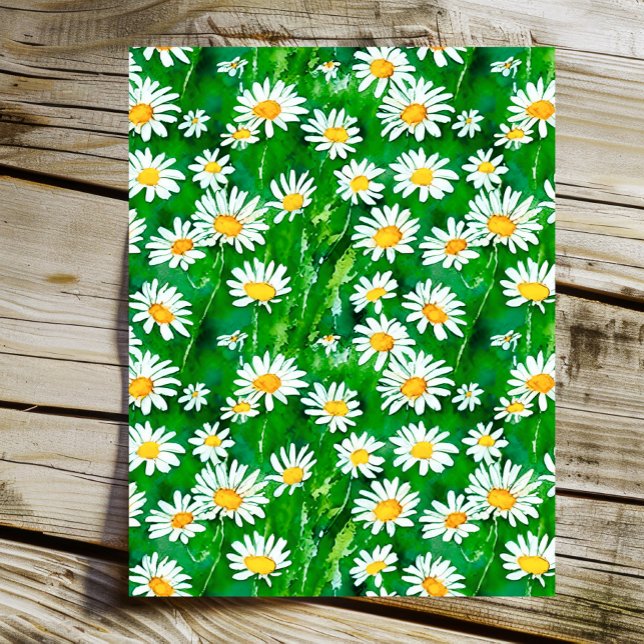 Lámina Daisies acuarelas en un campo verde (Subido por el creador)