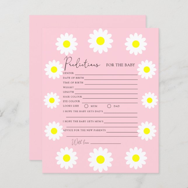 Lámina Daisies de flores silvestres - predicciones para e (Anverso / Reverso)