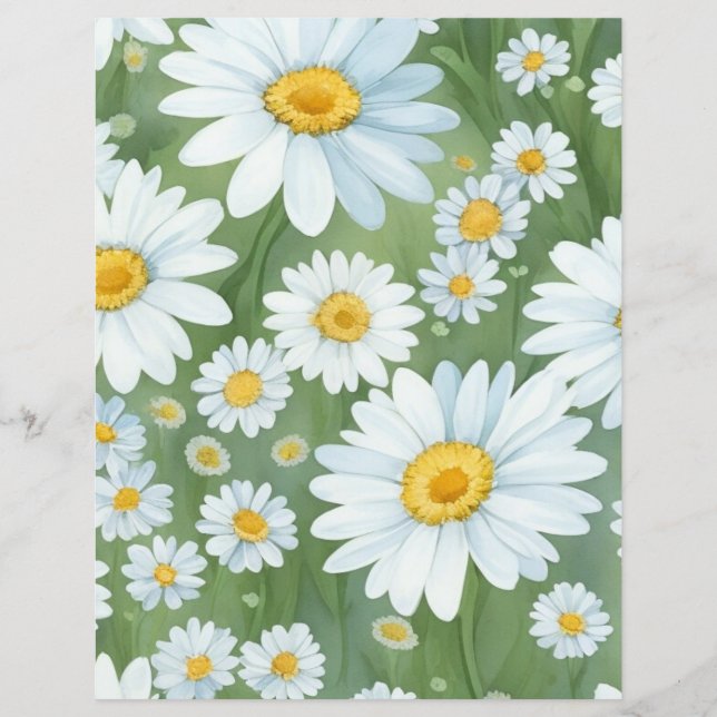 Lámina Daisies Floral Scrapbooking Paper (Anverso)