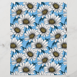 Lámina Daisies, flores silvestres en azul