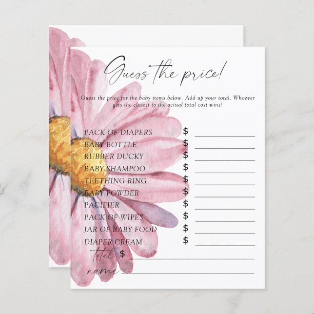 Lámina Daisy - Adivinen el juego del precio (Anverso / Reverso)