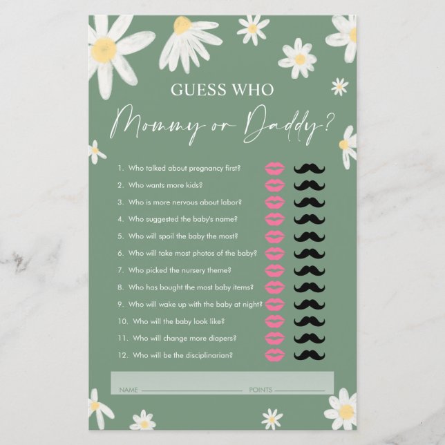 Lámina Daisy Mamá o Papá, Juego de quién es el invitado d (Anverso)