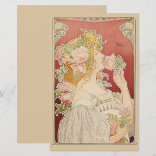 Lámina Dama Art Nouveau Belle Époque Rosas Livemont