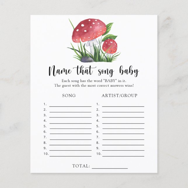 Lámina Dama de bebé hongos Nombre esa canción de bebé (Anverso)