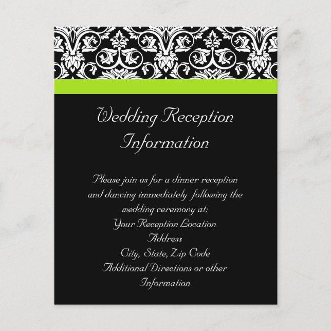 Lámina Damasco blanco/negro con tira de acento verde de C (Anverso)