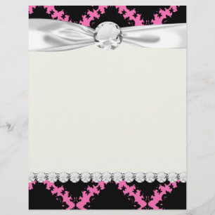 Lámina damasco de moho de diamante negro rosa caliente