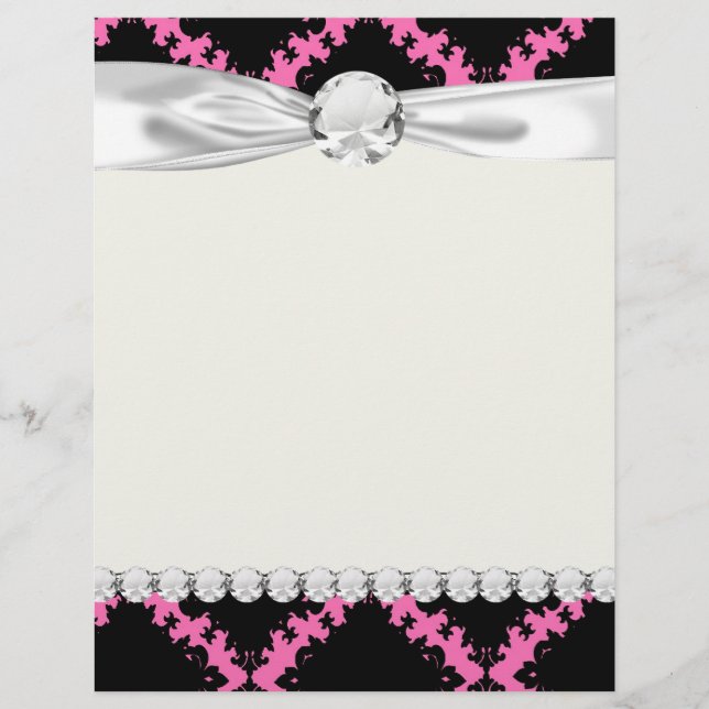 Lámina damasco de moho de diamante negro rosa caliente (Anverso)