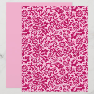 Lámina Damasco floral William Morris, fucsia y rosa
