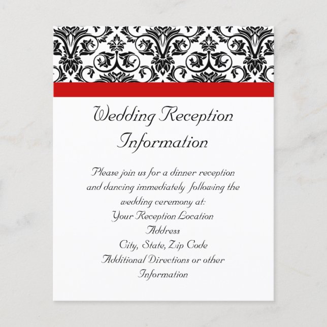 Lámina Damasco negro/blanco con acento rojo salvaje (Anverso)