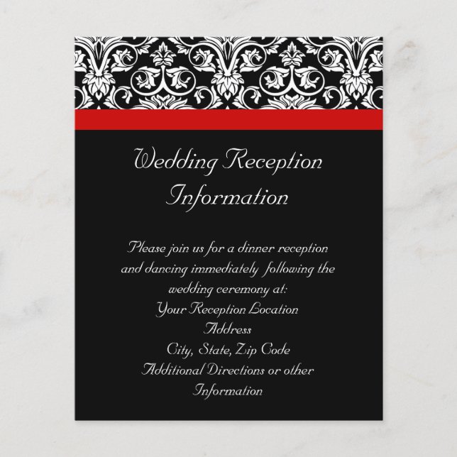 Lámina Damasco negro/blanco con acento rojo salvaje (Anverso)