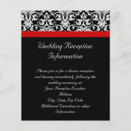 Lámina Damasco negro/blanco con acento rojo salvaje