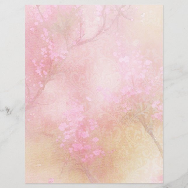 Lámina Damasco rosa y papel de cuadernillo floral (Anverso)
