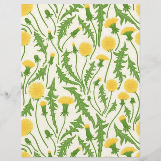 Lámina Dandelions, verde, amarillo y blanco (Anverso)