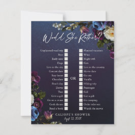 Lámina Dark Blue & Purple Floral Moody Bridal Shower Game