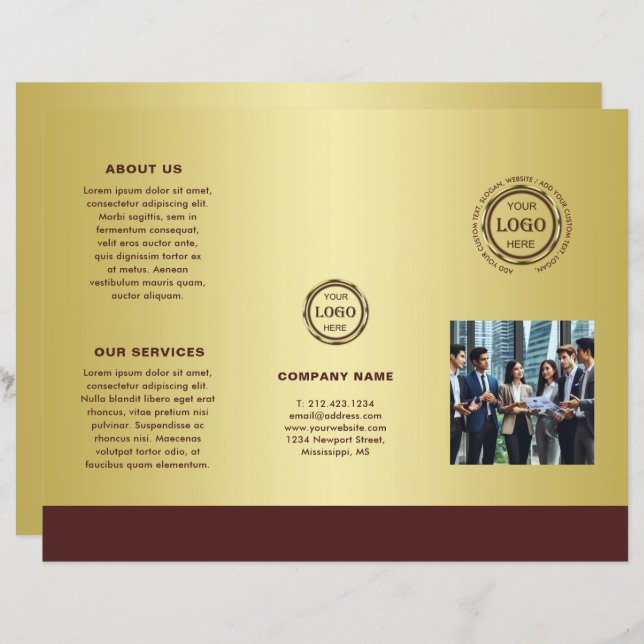 Lámina Dark-red gold design,Logo or Photo Brochures, (Anverso / Reverso)