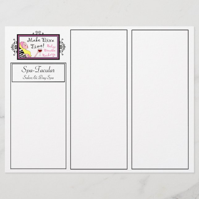 Lámina Day Spa DIVA Tri-Fold Brochures (Anverso)