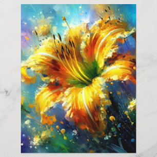 Lámina Daylilies Flor Papel de cartón amarillo