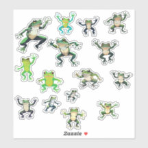 Lámina de 8x8 con 15 pegatinas de ranas bailarinas