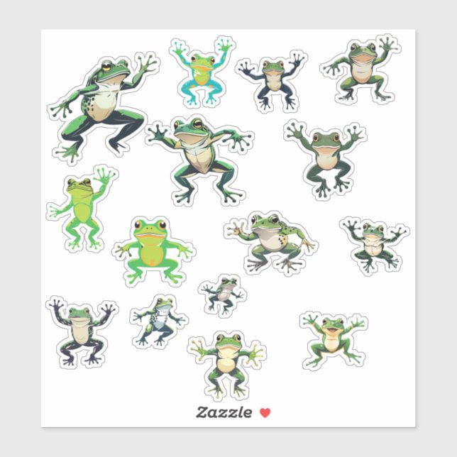 Lámina de 8x8 con 15 pegatinas de ranas bailarinas (Hoja)