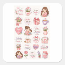 Lámina de Adhesivos Lindos para el Día de la Madre