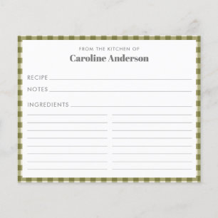 Lámina De la carta de recetas de la cocina de Olive Green