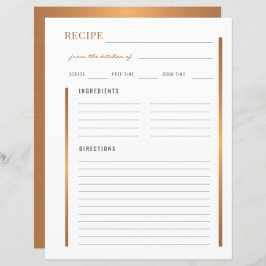 Lámina De la cocina de la elegante receta en blanco de or