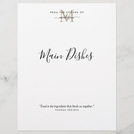 Lámina De la cocina del divisor de recetas del monograma 