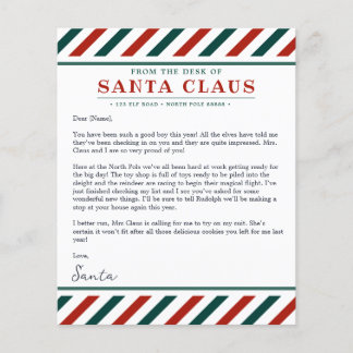 Lámina De la mesa de Navidades de Santa Claus Carta