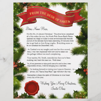 Lámina De la mesa de Santa Carta con sello - editable
