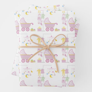 Lámina de papel de regalo para baby shower rosa