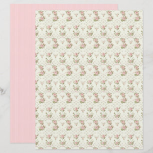 Lámina de papel floral rosa coquette vintage