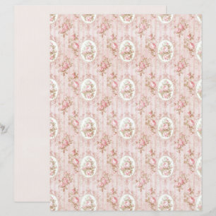 Lámina de papel floral rosa Coquette vintage