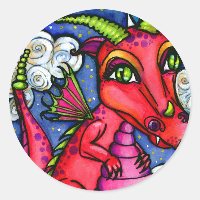 Lámina de Pegatina animal con leche roja de dragón (Anverso)