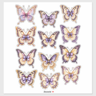 Lámina de pegatinas de mariposa vintage morada efí