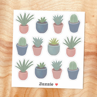 Lámina de pegatinas de suculentas y cactus