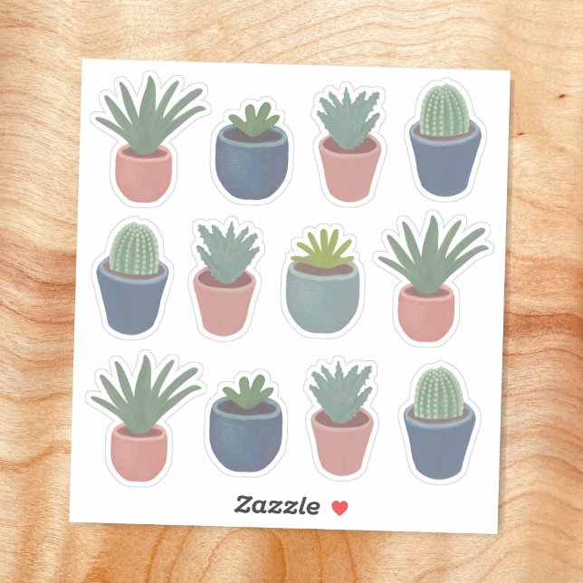 Lámina de pegatinas de suculentas y cactus (Subido por el creador)