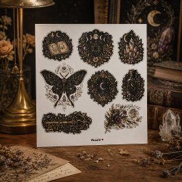 Lámina de pegatinas de vinilo botánico celestial o