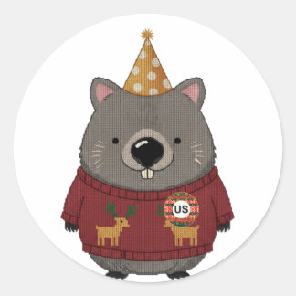 Lámina de pegatinas de Wombat de Navidad con jerse