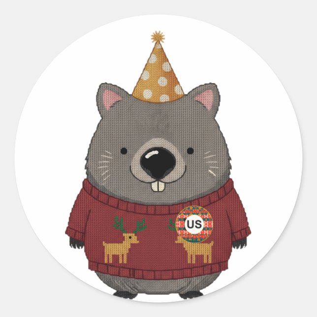 Lámina de pegatinas de Wombat de Navidad con jerse (Anverso)