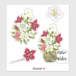 Lámina de pegatinas festivas de Anémona floral pin