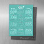 Lámina De Pizarra Blanca Magnética Calendario de vista de año completo de 2024 - Míni<br><div class="desc">Un calendario mínimo y básico de 12 meses con un fondo de color sólido. Un aspecto estándar para tu oficina en el hogar o taquilla de la escuela.</div>