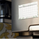 Lámina De Pizarra Blanca Magnética Elegante calendario mensual de flores verdes y bla<br><div class="desc">Sencillo y elegante, este calendario magnético mensual es la forma perfecta de mantener sus tareas mensuales en orden en casa, la oficina o en la residencia. Presenta rosas blancas color agua pintadas a mano con hojas de color verde suave bajo un calendario mensual/semanal planificador que incluye una lista de tareas...</div>