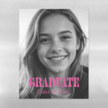 Foto de graduación con tipografía rosa moderna