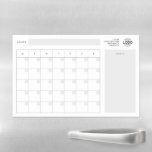 Lámina De Pizarra Blanca Magnética Notas del plan de mes sin fecha Minimalista del lo<br><div class="desc">Este logotipo Personalizado Minimalista blanco simple Mes sin fecha con notas del plan Semanas Hoja de borrado de secado magnético, tamaño 11" x 17" (A3), perfecto como regalo de producto promocional comercial es un artículo imprescindible para cualquier hogar u oficina. La hoja de borrado seco magnético del logotipo del personalizado...</div>