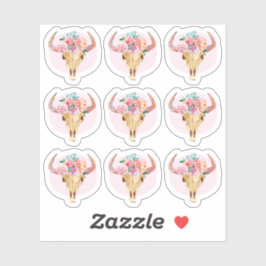 Lámina de planeador de acuarela de cráneo de vaca 